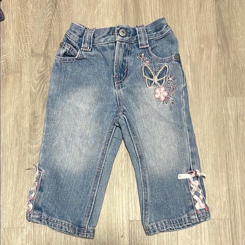 🔥HOST PICK🔥Kids Blue‎ Denim Jeans with Butterfly Embroidery